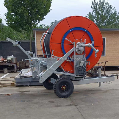 JP-75-300 Système d'irrigation agricole bobine de tuyau à vitesse réglable et pulvérisateur de pistolet de pluie pour machine d'irrigation métallique de voyage